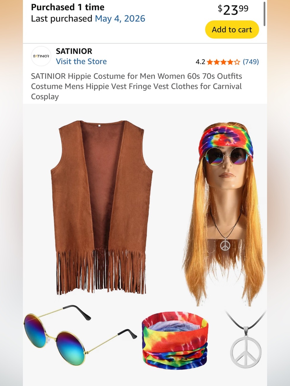 Hippie costume Brown Fringe Vest - Boho Hippie Style new In Bag